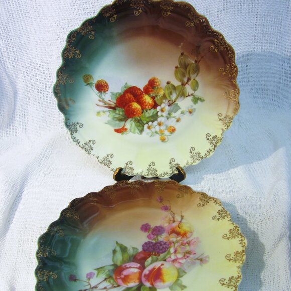 VTG 1900'S Z. S. & CO, FRUIT DESIGN W/24KT GOLD TRIM, 2 PLATES - Picture 1 of 10